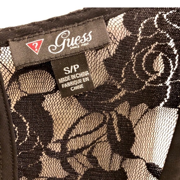 Guess Black Mini Dress pleats and lace detail size s - Picture 6 of 6